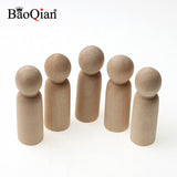 5Pcs Creative Five People Wooden Peg Dolls Toy People Manual Painting Dolls Crafts Graffiti Unfinished Solid Wood DIY Wood Craft