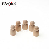 5Pcs Creative Five People Wooden Peg Dolls Toy People Manual Painting Dolls Crafts Graffiti Unfinished Solid Wood DIY Wood Craft