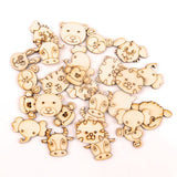 Home Decoration Hanging Ornament Accessory Painting Scrapbooking Craft Wooden DIY Animal Plant Cake Shape Handmade 20-40mm MZ281