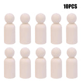 10pcs/set Kits Peg Dolls Unfinished Wooden People Craft Kids Set 34*12mm Non-tonic Accessories Figures High Quality