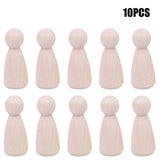 10pcs/set Kits Peg Dolls Unfinished Wooden People Craft Kids Set 34*12mm Non-tonic Accessories Figures High Quality