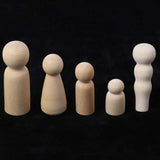 5Pcs Famliy Five People Wooden Peg Dolls Unfinished DIY Wood Art Craft For Paint Stain