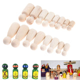 16 PcsSolid Hard Wood People Different Size Natural Unfinished Ramp Preparation Paint or Stained Wooden Family Wood Peg Dolls